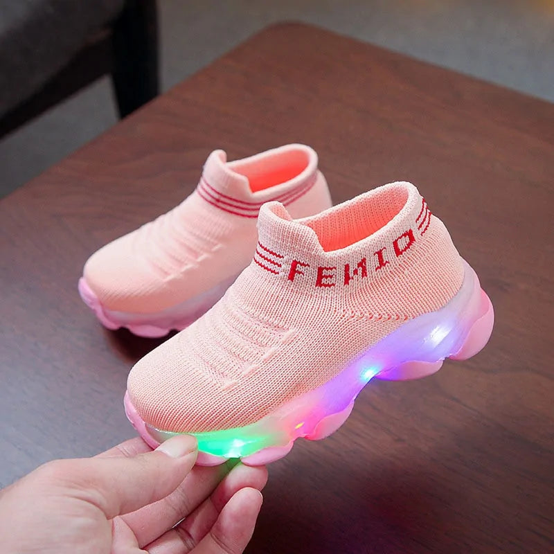 LED Luminous Mesh Sneakers for Kids for Ages 12 Months - 4 Years