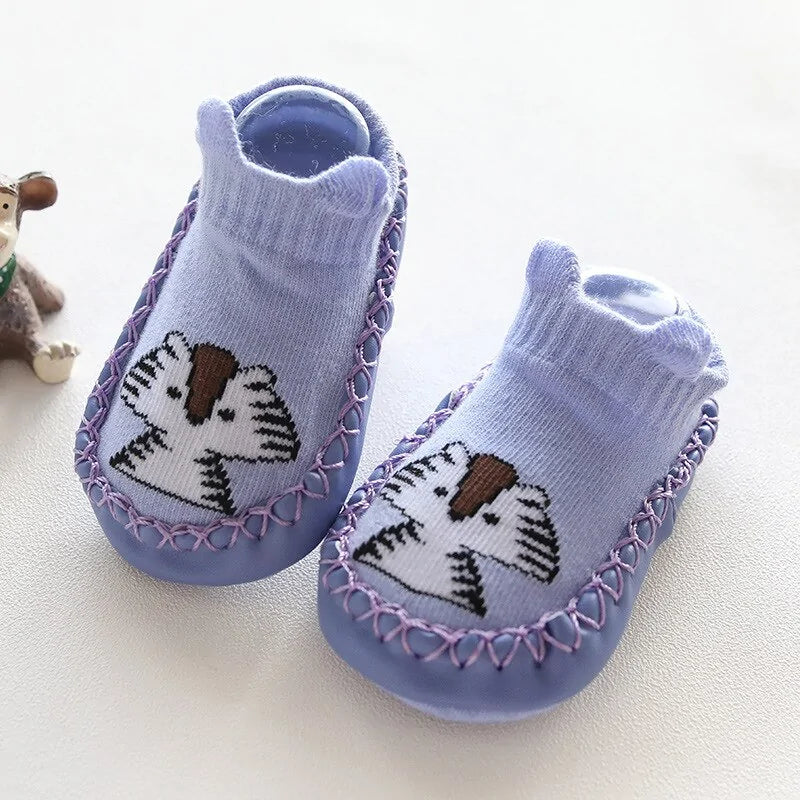 Cartoon-Patterned Indoor Floor Socks Ages 0 - 24 Mnths