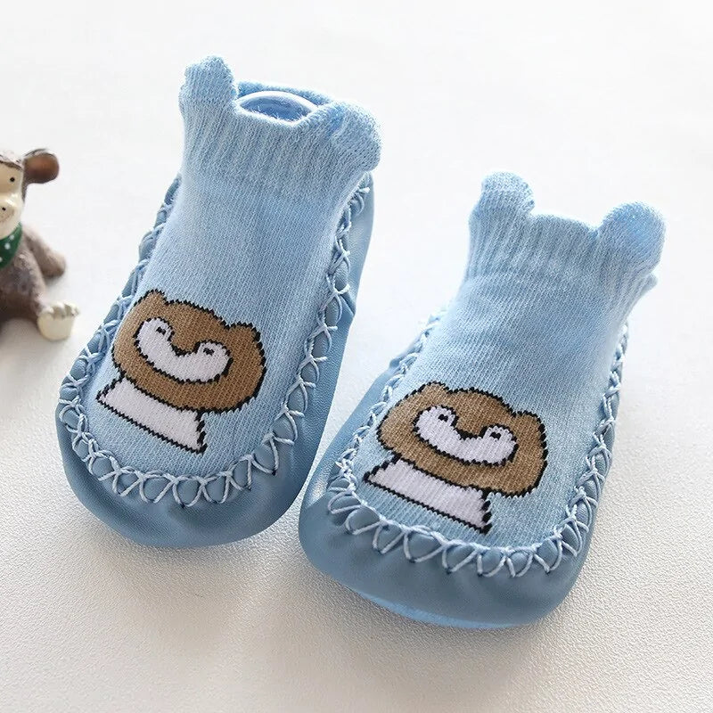 Cartoon-Patterned Indoor Floor Socks Ages 0 - 24 Mnths