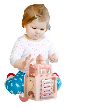 Montessori Wooden Castle Pink House Blocks Baby Puzzle Game Early Education for All Ages