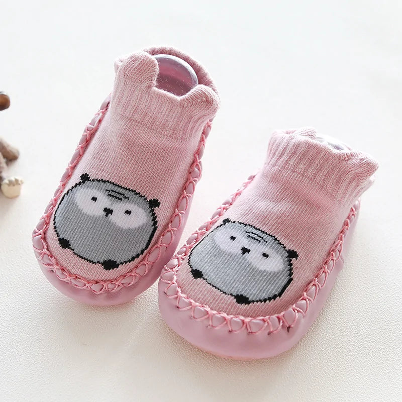 Cartoon-Patterned Indoor Floor Socks Ages 0 - 24 Mnths