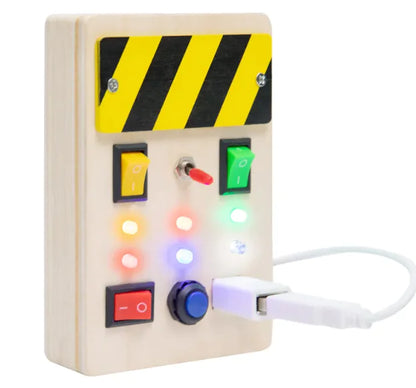 Bright Start LED Wooden Busy Board – Early Learning For Ages 2, 3, 4 Years