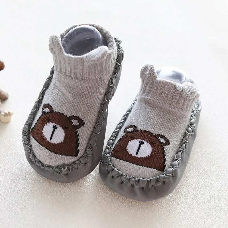 Cartoon-Patterned Indoor Floor Socks Ages 0 - 24 Mnths