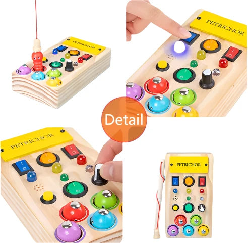 Bright Start LED Wooden Busy Board – Early Learning For Ages 2, 3, 4 Years