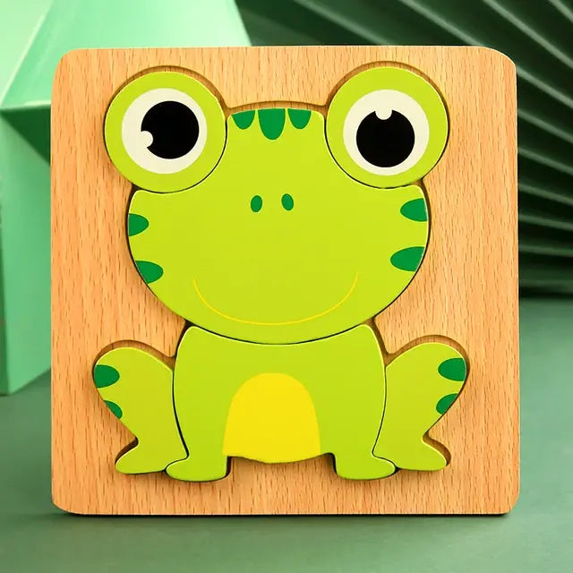 Montessori Wooden Puzzle Baby Cartoon Animal for Ages 2, 3 Years