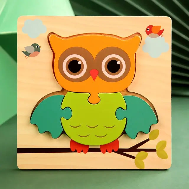 Montessori Wooden Puzzle Baby Cartoon Animal for Ages 2, 3 Years