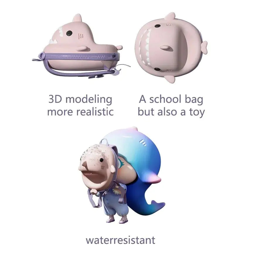 3D Shark Toddler Kindergarten School Bags for Ages 3+ Years