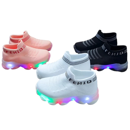 LED Luminous Mesh Sneakers for Kids for Ages 12 Months - 4 Years