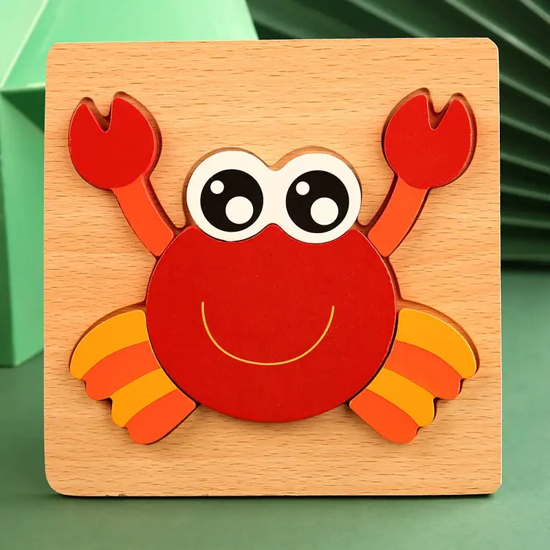 Montessori Wooden Puzzle Baby Cartoon Animal for Ages 2, 3 Years