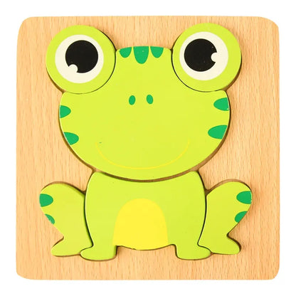 Montessori Wooden Puzzle Baby Cartoon Animal for Ages 2, 3 Years