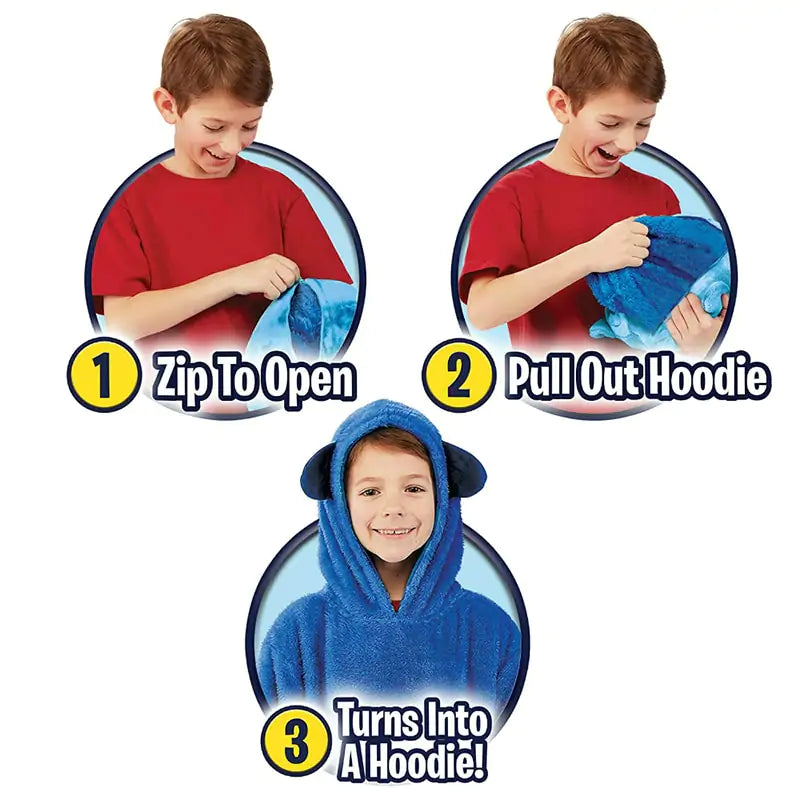 Kids Pets Blanket Hoodie Soft Plush for Ages 4+ Years