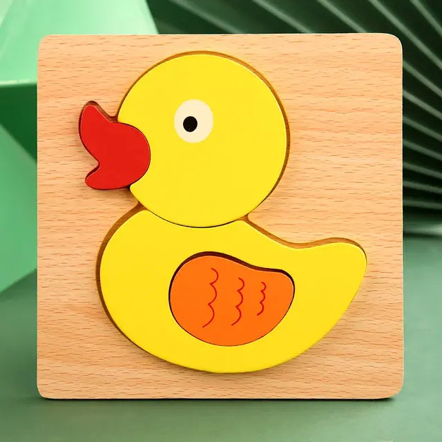 Montessori Wooden Puzzle Baby Cartoon Animal for Ages 2, 3 Years