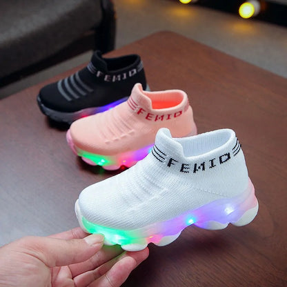 LED Luminous Mesh Sneakers for Kids for Ages 12 Months - 4 Years